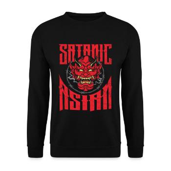Satanic Asian Pentagram Proud Asian Occult - Unisex Sweatshirt - black - Front - Alina (178cm) & Michal (187cm)