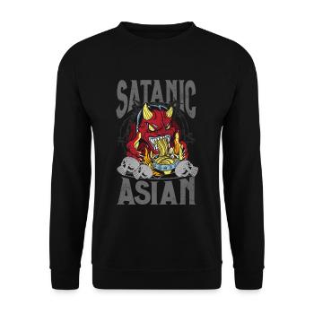 Satanic Asian Pentagram Proud Asian Occult - Unisex Sweatshirt - black - Front - Alina (178cm) & Michal (187cm)