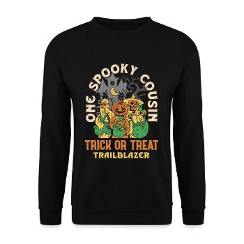 One Spooky Cousin Retro Halloween Costume - Unisex Sweatshirt - black - Front - Alina (178cm) & Michal (187cm)