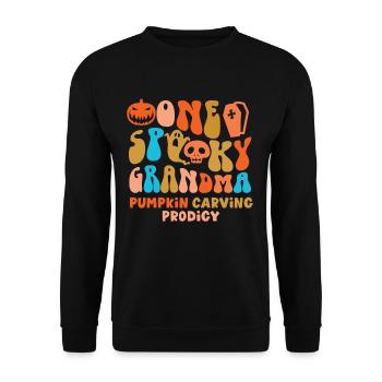 One Spooky Grandma Mother Retro Halloween Costume - Unisex Pullover - Schwarz - Vorne - Alina (178cm) & Michal (187cm)