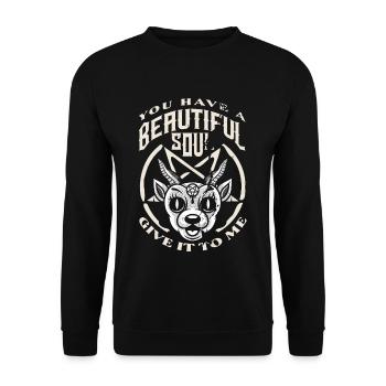 Satan Tu as une belle âme Donnez-le-moi - Sweat-shirt Unisexe - noir - Devant - Alina (178cm) & Michal (187cm)