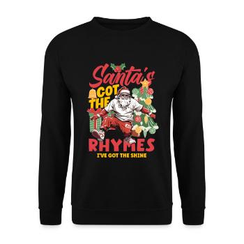 Le Père Noël a les rimes DJ Xmas Hip Hop Breakdance - Sweat-shirt Unisexe - noir - Devant - Alina (178cm) & Michal (187cm)