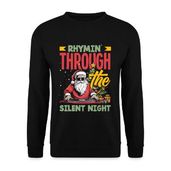 Rhymin' through the silent night DJ Xmas Hip Hop - Unisex Pullover - Schwarz - Vorne - Alina (178cm) & Michal (187cm)