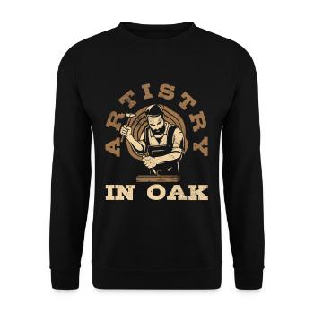 Artistry in Oak Woodworking - Unisex Pullover - Schwarz - Vorne - Alina (178cm) & Michal (187cm)
