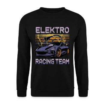 Lustiger Elektrofahrzeug-Witz Elektro Racing Team - Unisex Pullover - Schwarz - Vorne - Alina (178cm) & Michal (187cm)