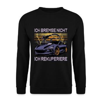 Lustiger Elektrofahrzeug-Witz Team EV E-Auto-Fan - Unisex Pullover - Schwarz - Vorne - Alina (178cm) & Michal (187cm)
