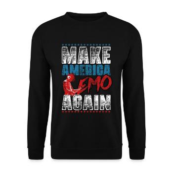 Emoticon Make America Emo Again Emocore Aesthetic - Unisex Pullover - Schwarz - Vorne - Alina (178cm) & Michal (187cm)