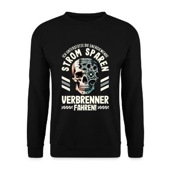 Energiewende Strom Sparen Verbrenner Fahren - Unisex Pullover - Schwarz - Vorne - Alina (178cm) & Michal (187cm)
