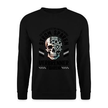 Energiewende Strom Sparen Verbrenner Fahren - Unisex Pullover - Schwarz - Vorne - Alina (178cm) & Michal (187cm)