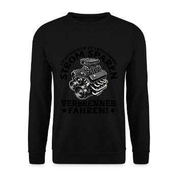 Energiewende Strom Sparen Verbrenner Fahren - Unisex Pullover - Schwarz - Vorne - Alina (178cm) & Michal (187cm)
