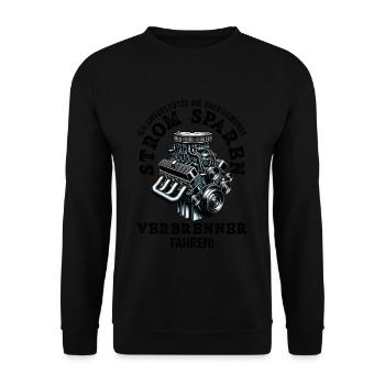 Energiewende Strom Sparen Verbrenner Fahren - Unisex Pullover - Schwarz - Vorne - Alina (178cm) & Michal (187cm)