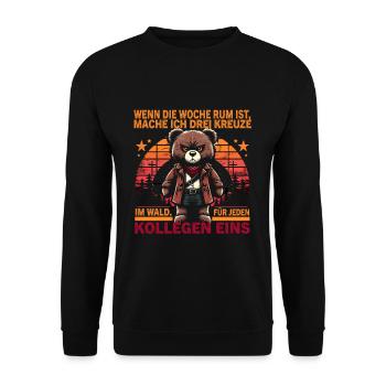 Wenn die Woche rum ist mache ich drei Kreuze - Unisex Pullover - Schwarz - Vorne - Alina (178cm) & Michal (187cm)