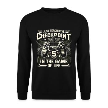 5yr BDay Funny Gamer 5 Level 5 Year Old Birthday - Unisex Sweatshirt - black - Front - Alina (178cm) & Michal (187cm)
