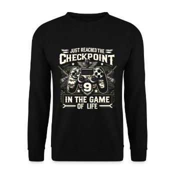 9yr BDay Funny Gamer 9 Level 9 Year Old Birthday - Unisex Sweatshirt - black - Front - Alina (178cm) & Michal (187cm)