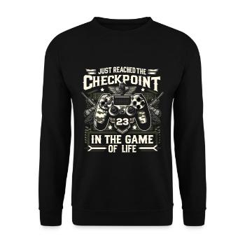 23yr BDay Funny Gamer 23 Level 23 Year Old - Unisex Sweatshirt - black - Front - Alina (178cm) & Michal (187cm)