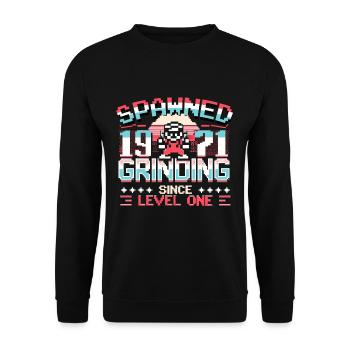 Spawned 1971 Grinding Since Level One Funny Gamer - Unisex Sweatshirt - black - Front - Alina (178cm) & Michal (187cm)