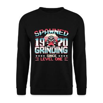 Spawned 1970 Grinding Since Level One Funny Gamer - Unisex Sweatshirt - black - Front - Alina (178cm) & Michal (187cm)