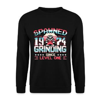 Spawned 1974 Grinding Since Level One Funny Gamer - Unisex Sweatshirt - black - Front - Alina (178cm) & Michal (187cm)