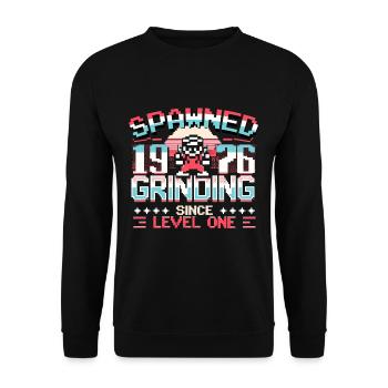 Spawned 1976 Grinding Since Level One Funny Gamer - Unisex Sweatshirt - black - Front - Alina (178cm) & Michal (187cm)