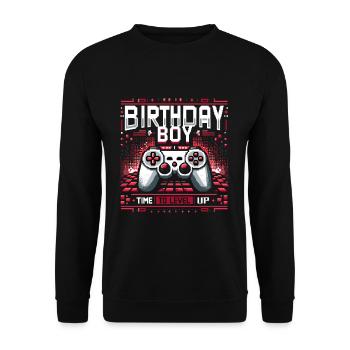 Funny Gamer Birthday Boy Il est temps de passer au niveau supérieur - Sweat-shirt Unisexe - noir - Devant - Alina (178cm) & Michal (187cm)