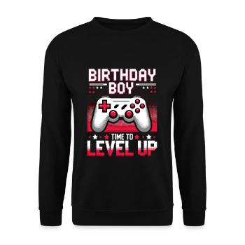 Funny Gamer Birthday Boy Il est temps de passer au niveau supérieur - Sweat-shirt Unisexe - noir - Devant - Alina (178cm) & Michal (187cm)