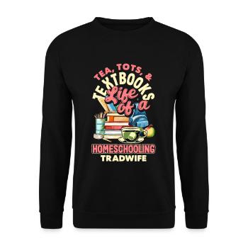 Classic Homeschool Mom Tradwife Homeschooling - Unisex Sweatshirt - black - Front - Alina (178cm) & Michal (187cm)