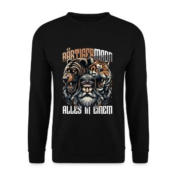 Homme barbu tout en un Viking - Sweat-shirt Unisexe - noir - Devant - Alina (178cm) & Michal (187cm)