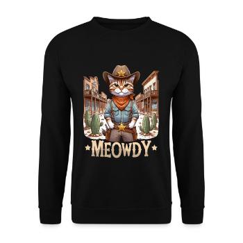 Meowdy Country Cowboy Vintage Western Cat - Unisex Pullover - Schwarz - Vorne - Alina (178cm) & Michal (187cm)