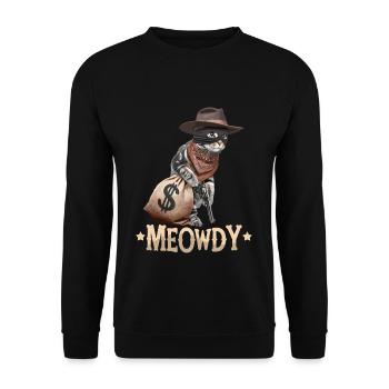 Meowdy Country Cowboy Vintage Western Cat - Unisex Pullover - Schwarz - Vorne - Alina (178cm) & Michal (187cm)