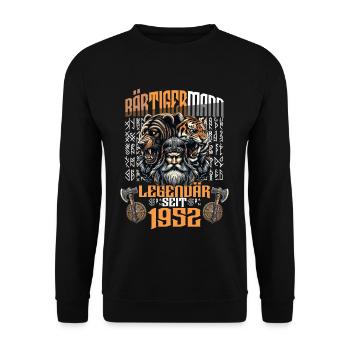 HOMME barbu Viking anniversaire légendaire depuis - Sweat-shirt Unisexe - noir - Devant - Alina (178cm) & Michal (187cm)
