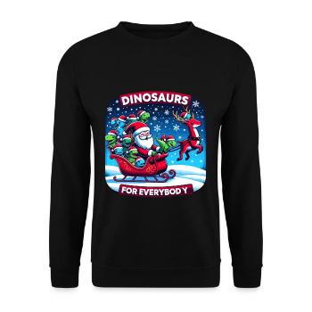 Festive Dinosaur for Everybody Christmas - Unisex Pullover - Schwarz - Vorne - Alina (178cm) & Michal (187cm)