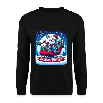 Festive Dinosaur for Everybody Christmas - Unisex Sweatshirt - black - Front - Alina (178cm) & Michal (187cm)