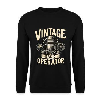 Retro Radio Operator Microphone Graphic - Unisex Pullover - Schwarz - Vorne - Alina (178cm) & Michal (187cm)