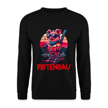 Pistensau - Perfekt für Skifahrer und Après-Ski - Unisex Pullover - Schwarz - Vorne - Alina (178cm) & Michal (187cm)