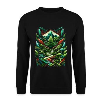 Abstract Ayahuasca Rainforest - Unisex Pullover - Schwarz - Vorne - Alina (178cm) & Michal (187cm)