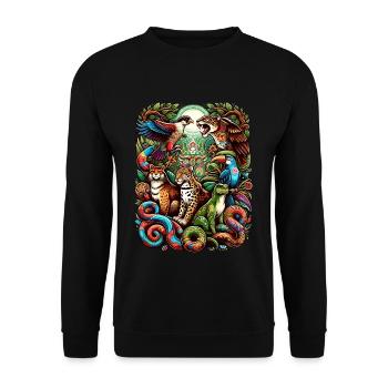 Ayahuasca Animal Spirit Guide - Unisex Pullover - Schwarz - Vorne - Alina (178cm) & Michal (187cm)