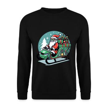 Eco-Friendly Sustainable Christmas Electric Sleigh - Unisex Pullover - Schwarz - Vorne - Alina (178cm) & Michal (187cm)