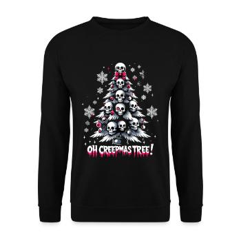 Oh Creepmas Tree Creepy Festive Goth Emo Horror - Unisex Pullover - Schwarz - Vorne - Alina (178cm) & Michal (187cm)