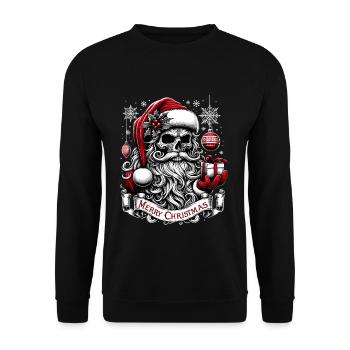 Merry Christmas Creepy Goth Santa Pajama - Unisex Pullover - Schwarz - Vorne - Alina (178cm) & Michal (187cm)