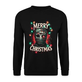 Merry Christmas Festive Slasher Candy Cane Menace - Unisex Sweatshirt - black - Front - Alina (178cm) & Michal (187cm)