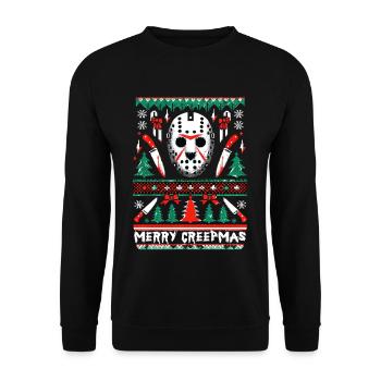 Merry Creepmas Festive Slasher Ugly Christmas - Unisex Pullover - Schwarz - Vorne - Alina (178cm) & Michal (187cm)