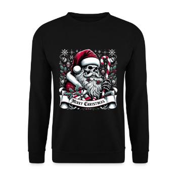 Merry Christmas Creepy Goth Santa Pajama - Unisex Pullover - Schwarz - Vorne - Alina (178cm) & Michal (187cm)