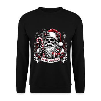 Merry Christmas Creepy Goth Santa Pajama - Unisex Pullover - Schwarz - Vorne - Alina (178cm) & Michal (187cm)