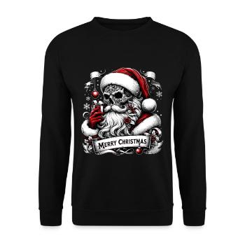 Merry Christmas Creepy Goth Santa Pajama - Unisex Sweatshirt - black - Front - Alina (178cm) & Michal (187cm)