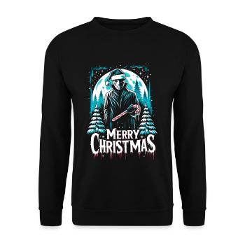 Merry Christmas Festive Slasher Candy Cane Menace - Unisex Sweatshirt - black - Front - Alina (178cm) & Michal (187cm)