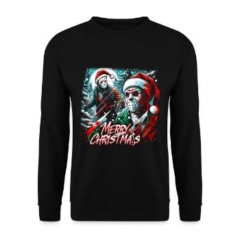 Merry Christmas Festive Slasher Candy Cane Menace - Unisex Sweatshirt - black - Front - Alina (178cm) & Michal (187cm)