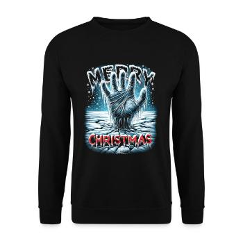 Merry Christmas Festive Slasher Candy Cane Menace - Unisex Sweatshirt - black - Front - Alina (178cm) & Michal (187cm)