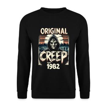 Vintage Creep Since 1982 - Retro Horror Birthday - Unisex Pullover - Schwarz - Vorne - Alina (178cm) & Michal (187cm)