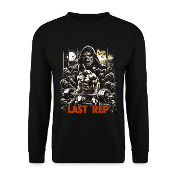Last Rep 80s Slasher Bodybuilding - Unisex Pullover - Schwarz - Vorne - Alina (178cm) & Michal (187cm)
