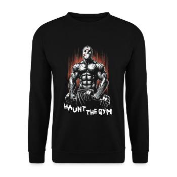 Haunt The Gym 80s Slasher Bodybuilding - Unisex Pullover - Schwarz - Vorne - Alina (178cm) & Michal (187cm)